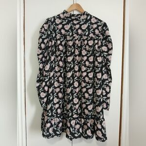 Missguided Plus Size 18 Floral Dress Puff Sleeve Mock Neck Whimsigoth